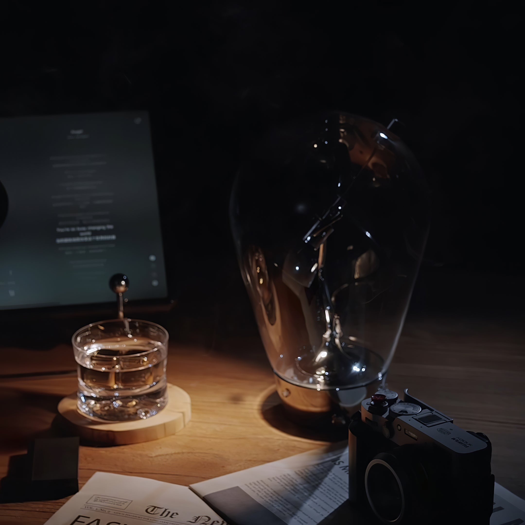 BeamGlow Rotating Glass Cylinder Table Light, Bedside Table Lamp, detail 16