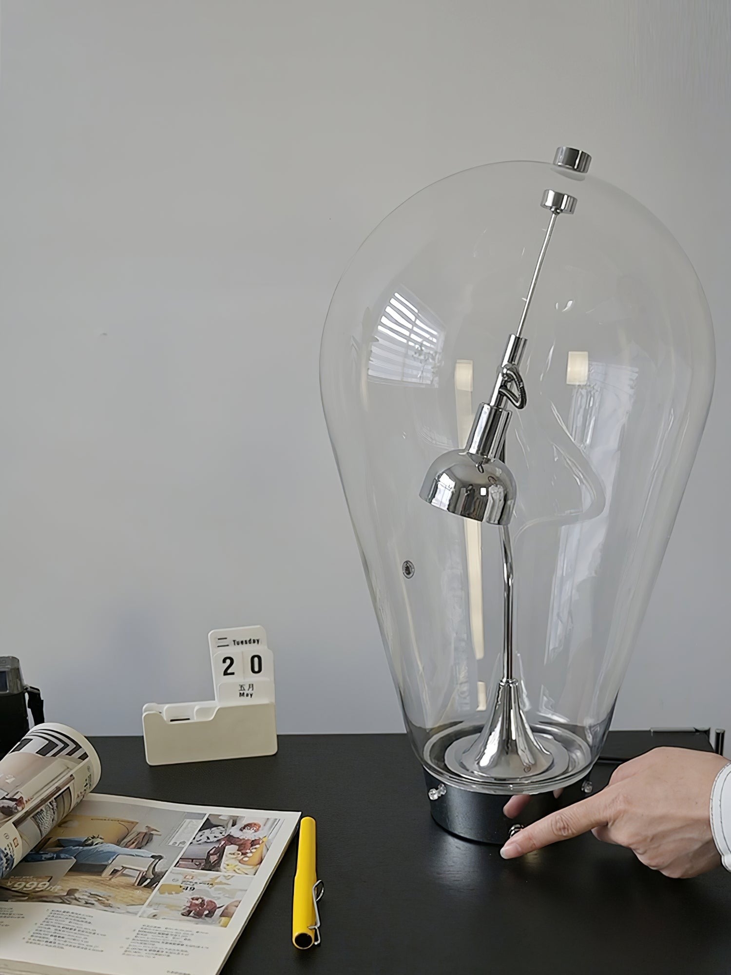 BeamGlow Rotating Glass Cylinder Table Light, Bedside Table Lamp, detail 18