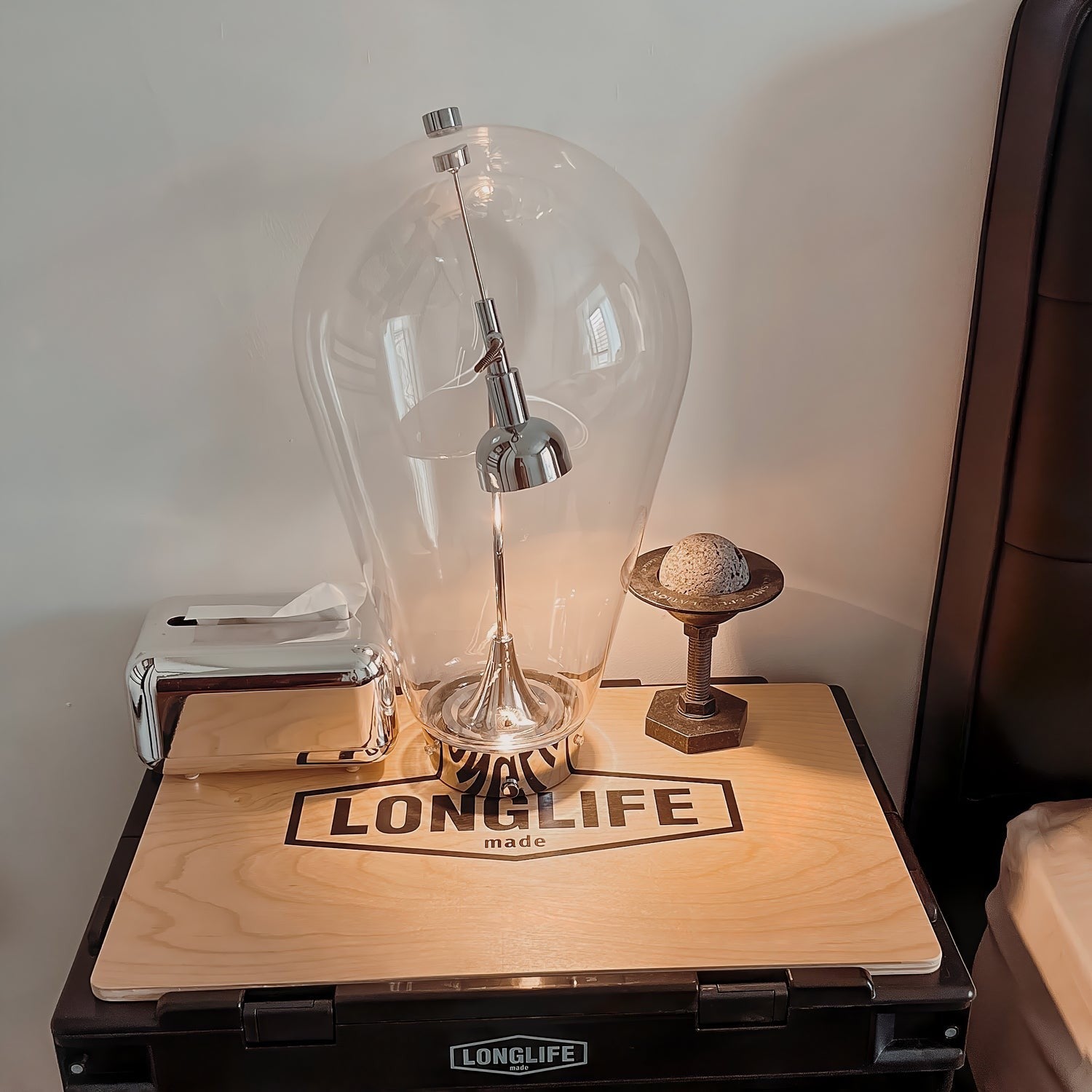 BeamGlow Rotating Glass Cylinder Table Light, Bedside Table Lamp, detail 19