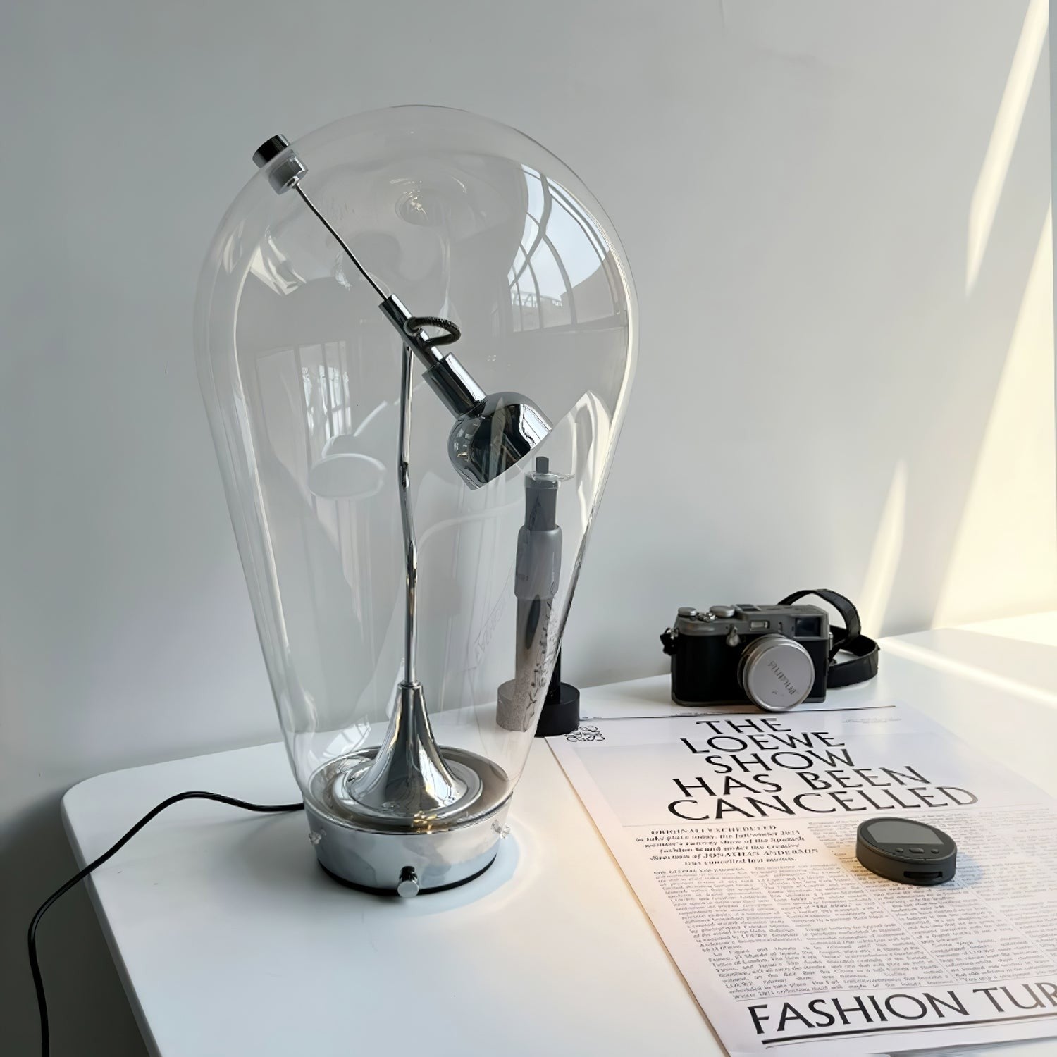 BeamGlow Rotating Glass Cylinder Table Light, Bedside Table Lamp, detail 23