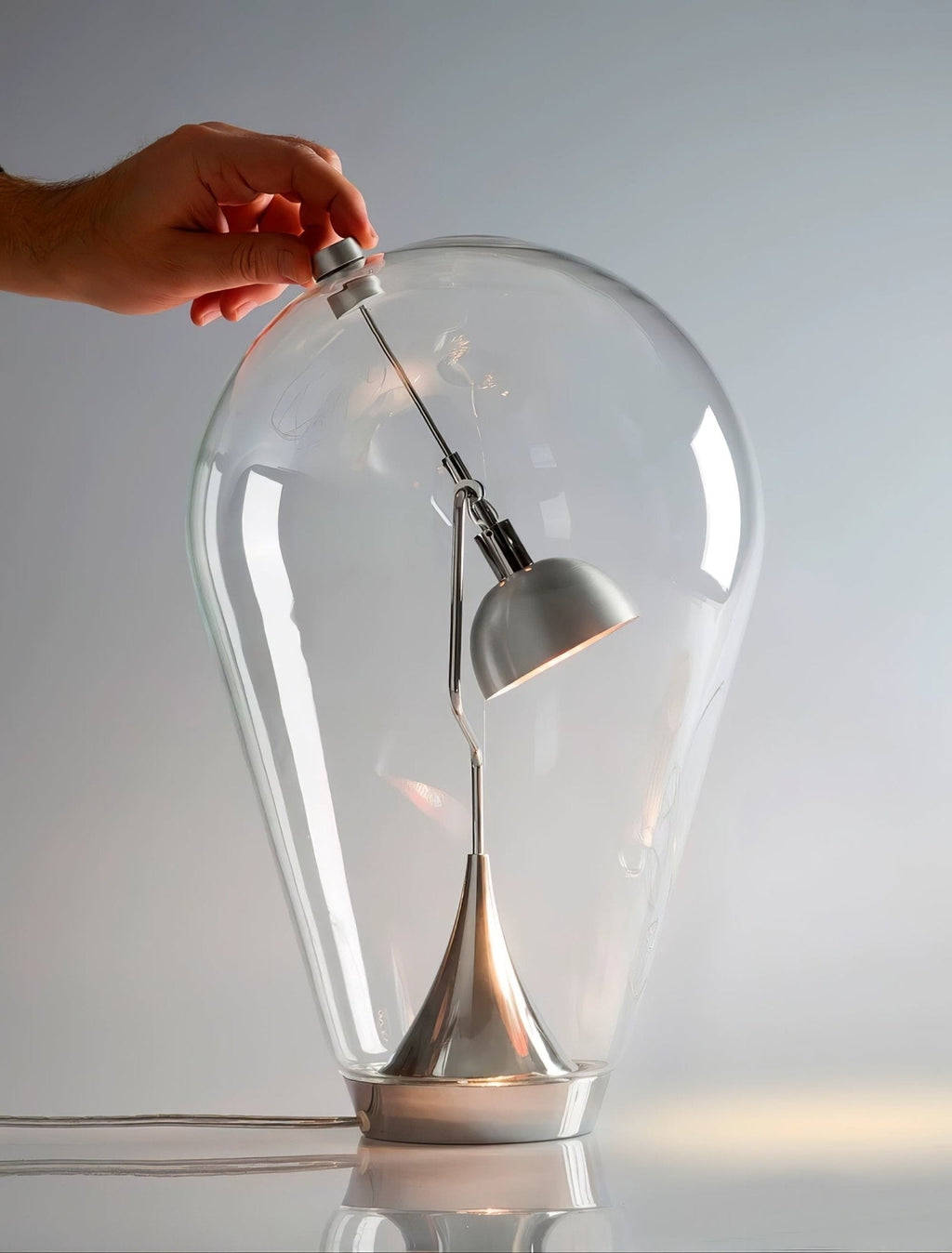 BeamGlow Rotating Glass Cylinder Table Light, Bedside Table Lamp, detail 6