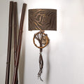 Boho Chic Patterned Bamboo Wall Light, Wall Sconce, Height 60 cm