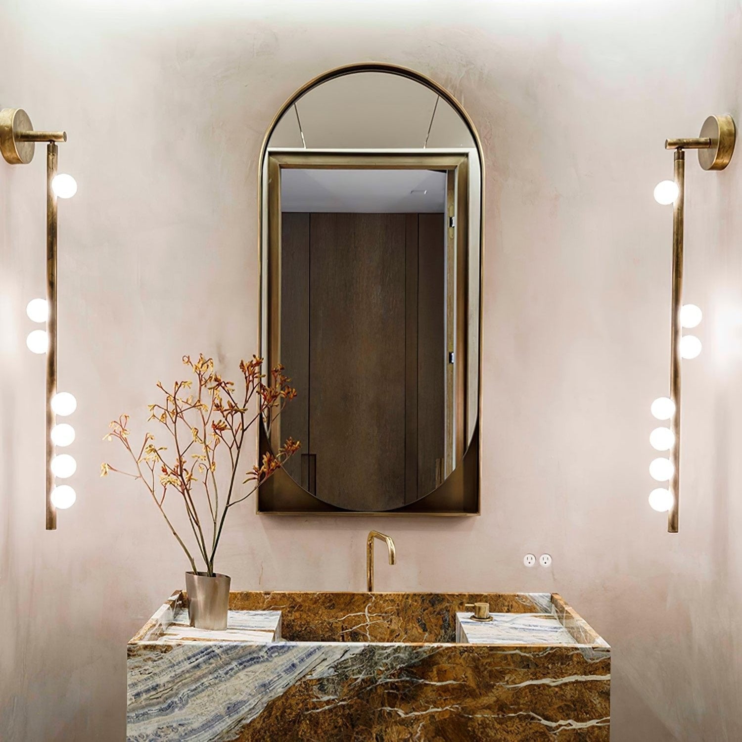 Brass Halo Tube Wall Light, Bathroom Wall Sconce, detail 22