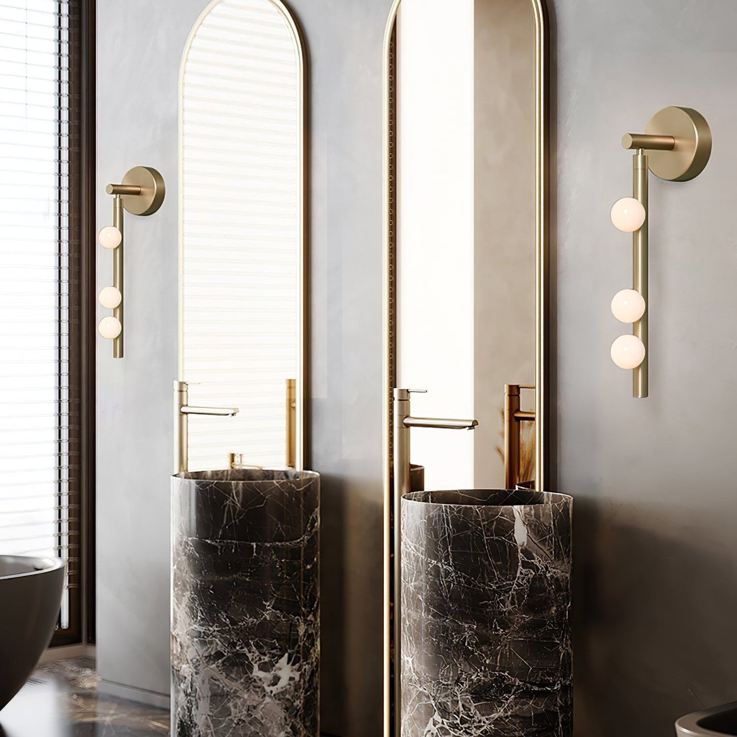 Brass Halo Tube Wall Light, Bathroom Wall Sconce, detail 24