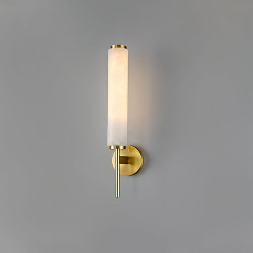 Brindisi Alabaster Wall Light, Bedroom Wall Sconce, Brass, W 4.7″ x H 18.9″