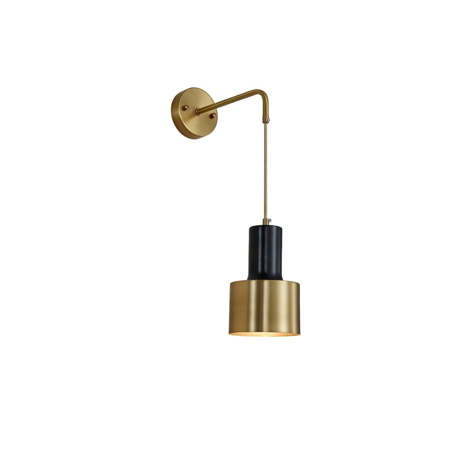 Brivon Brass Linear Wall Light, Bedroom Wall Sconce, ∅ 4.7″ x H 17.7″