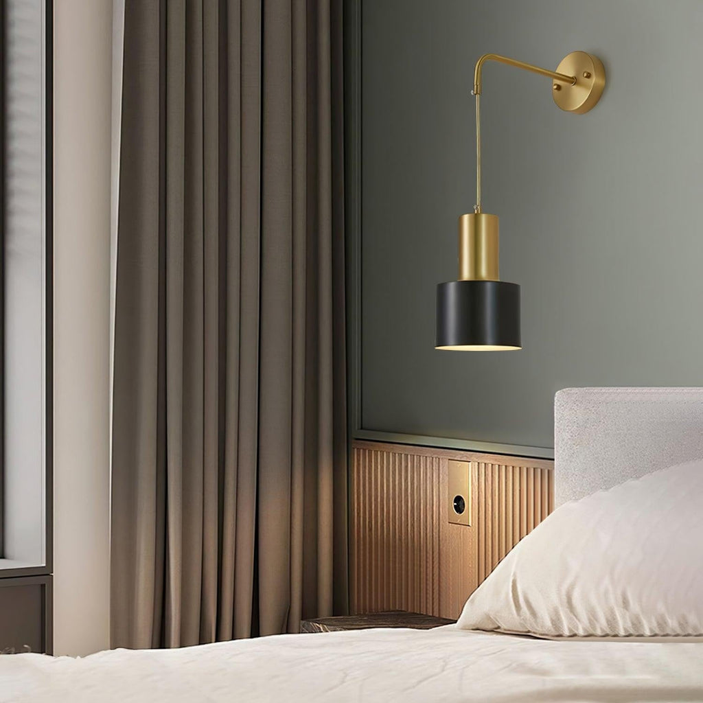 Brivon Brass Linear Wall Light, Bedroom Wall Sconce, detail 10