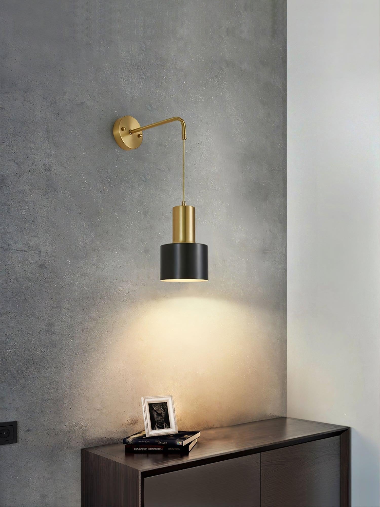 Brivon Brass Linear Wall Light, Bedroom Wall Sconce, detail 14