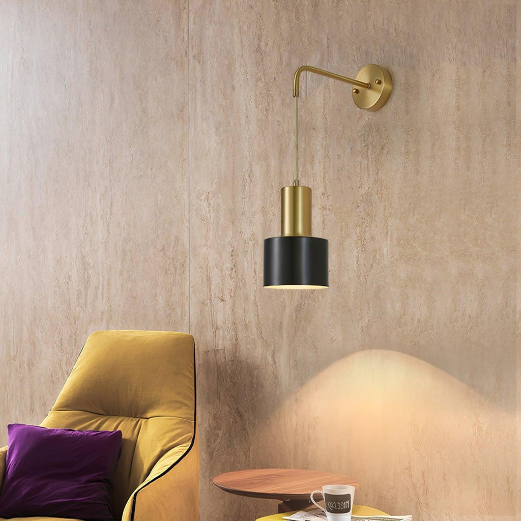 Brivon Brass Linear Wall Light, Bedroom Wall Sconce, detail 4