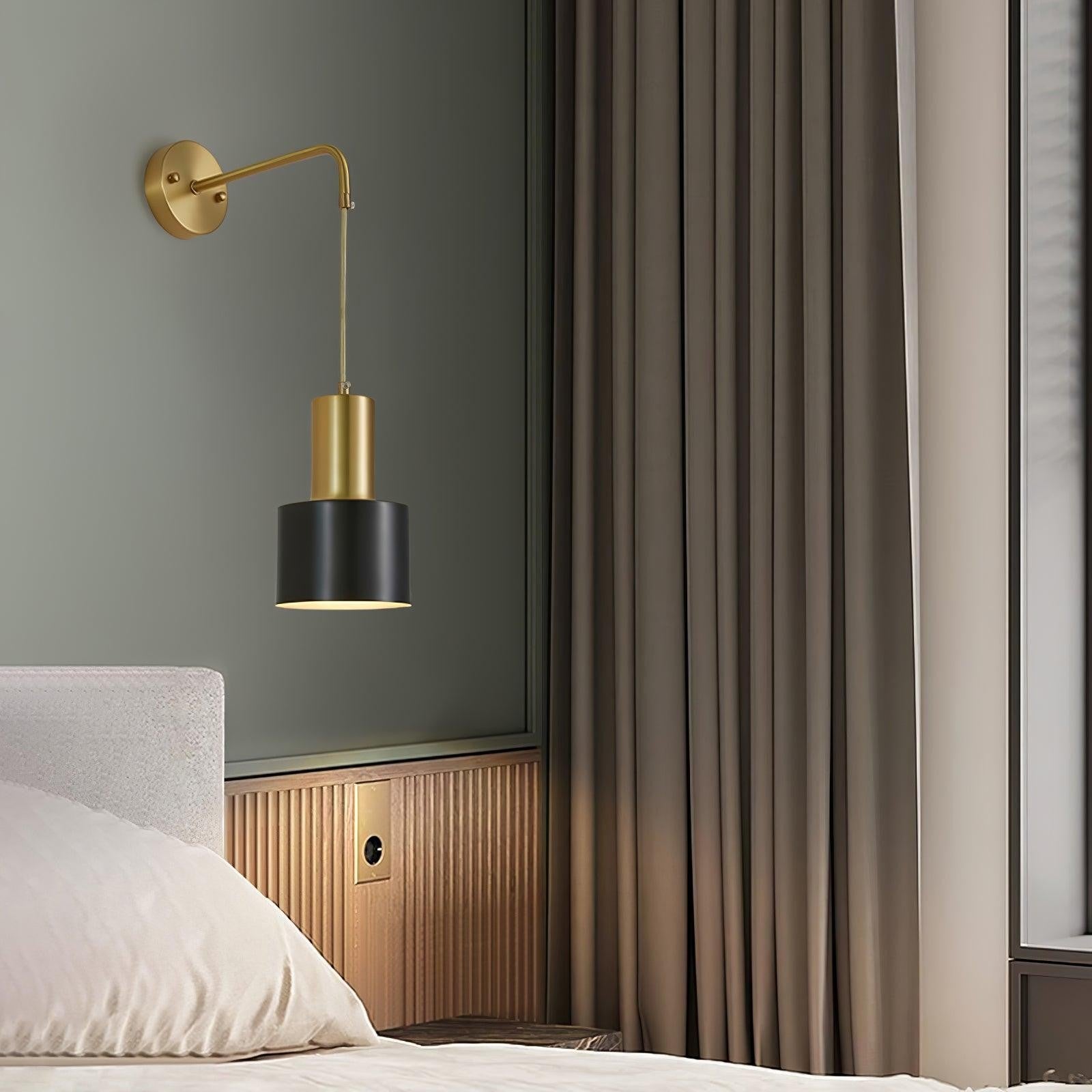 Brivon Brass Linear Wall Light, Bedroom Wall Sconce, detail 6