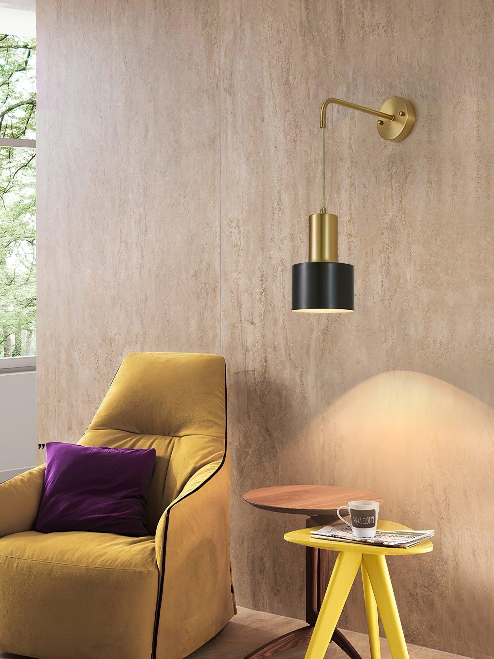 Brivon Brass Linear Wall Light, Bedroom Wall Sconce, detail 8