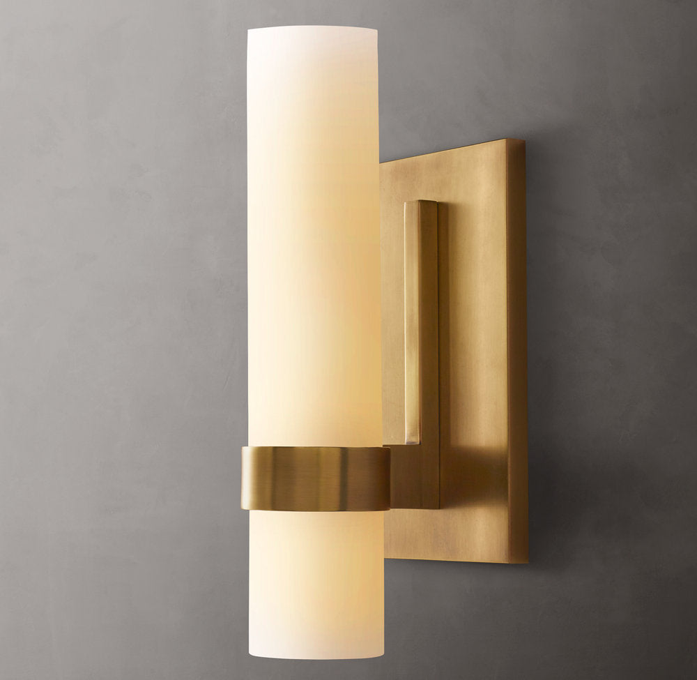 Ravelle Milk Glass Wall Light 12", Bathroom Wall Sconce, detail 4