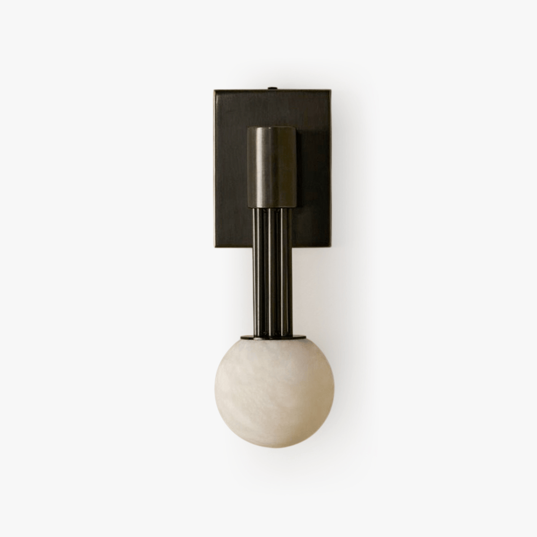 Obra Alabaster Globe Wall Light, Hardwired Wall Sconce, Metal, Dia 15cm x H 36cm
