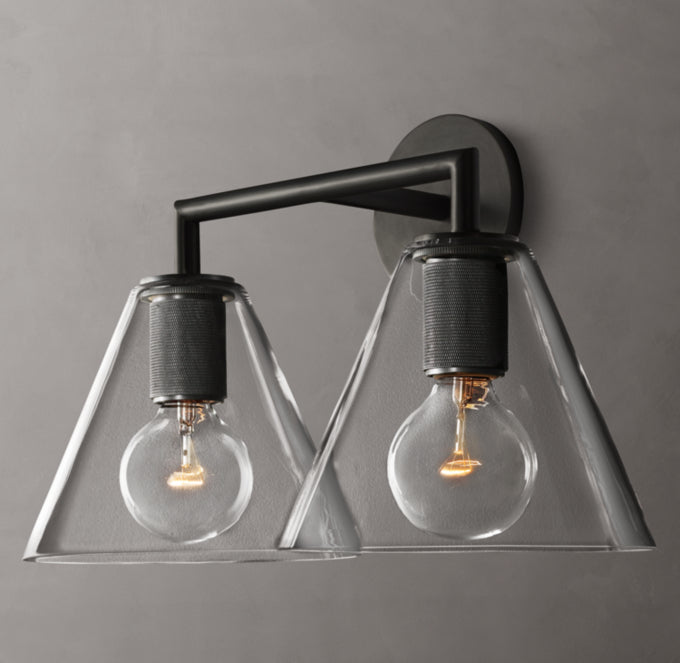 Utilitaire Funnel Shade Double Wall Light, Bathroom Wall Sconce, detail 18
