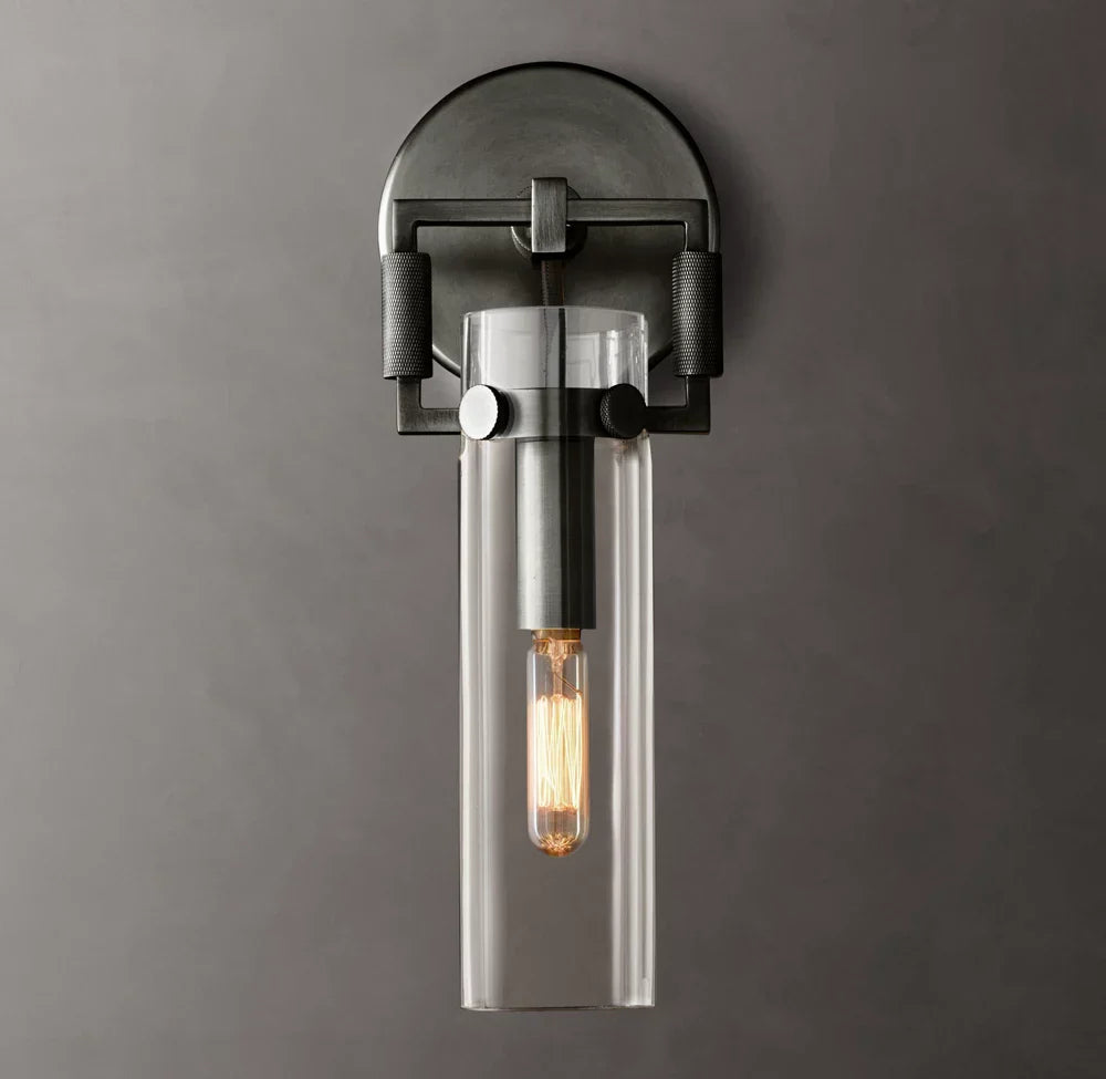 Machinist Glass Cylinder Wall Light 9", Bathroom Wall Sconce, detail 7