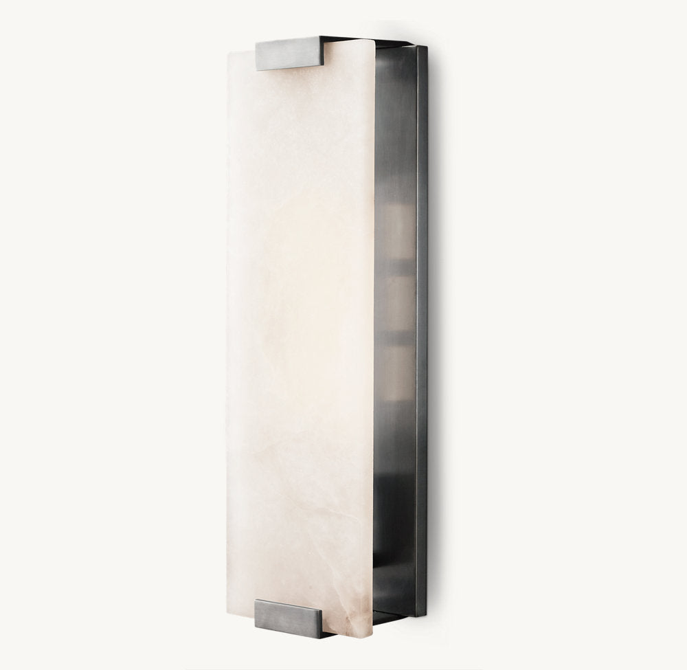 Hand-Carved Alabaster Grand Wall Light, Bathroom Wall Sconce, detail 14
