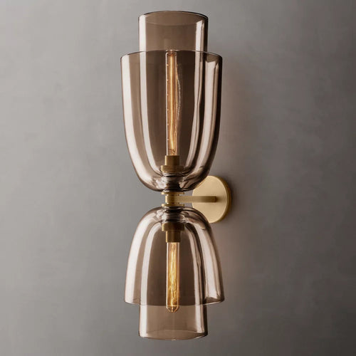 Blom Amber Glass Cloche Grand Wall Light, Bathroom Wall Sconce, 9"W x 10"D