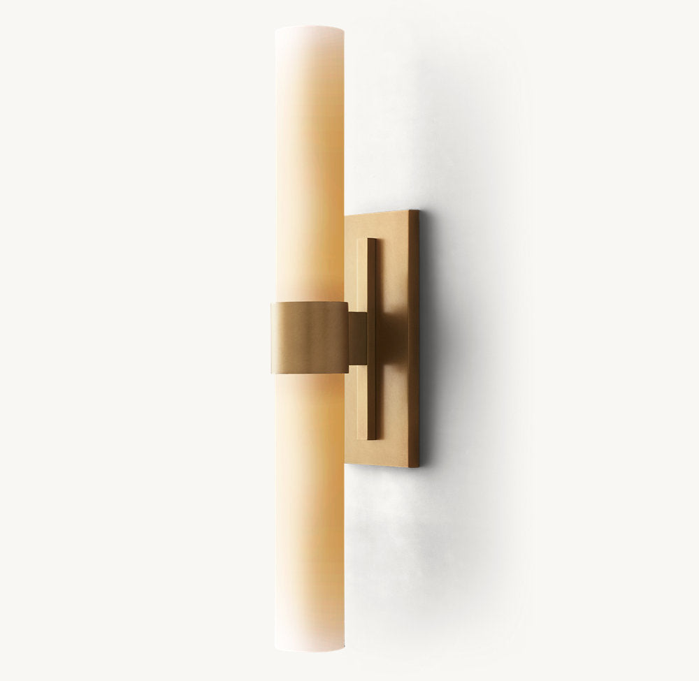 Ravelle Milk Glass Linear Wall Light, Bathroom Wall Sconce, detail 9