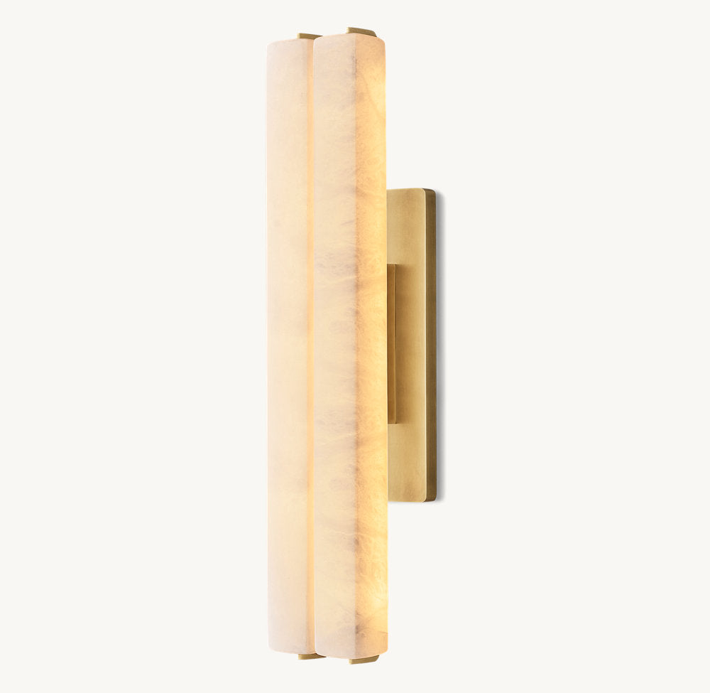 Audubon Alabaster Double Wall Light, Hardwired Wall Sconce, detail 9
