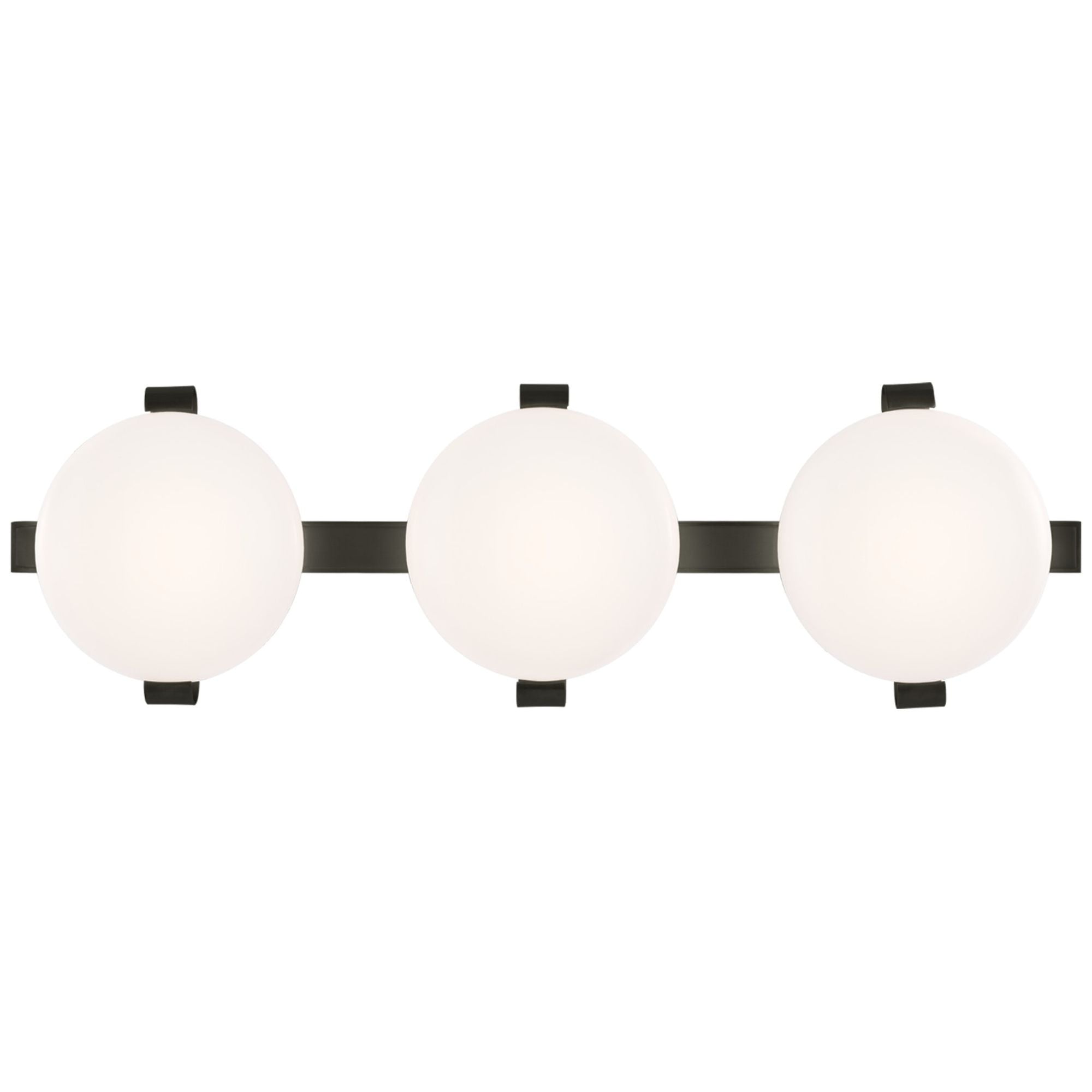 Champalimaud Marisol 28" Bath Bar in Gun Metal with White Glass Wall Fixture W28" x H8.5", Bedroom Wall Sconce, 4.25" x 28"