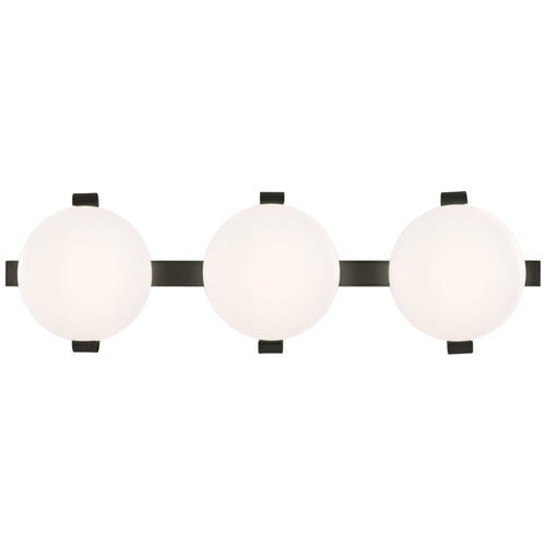 Champalimaud Marisol 28" Bath Bar in Gun Metal with White Glass Wall Fixture W28" x H8.5", Bedroom Wall Sconce, 4.25" x 28"