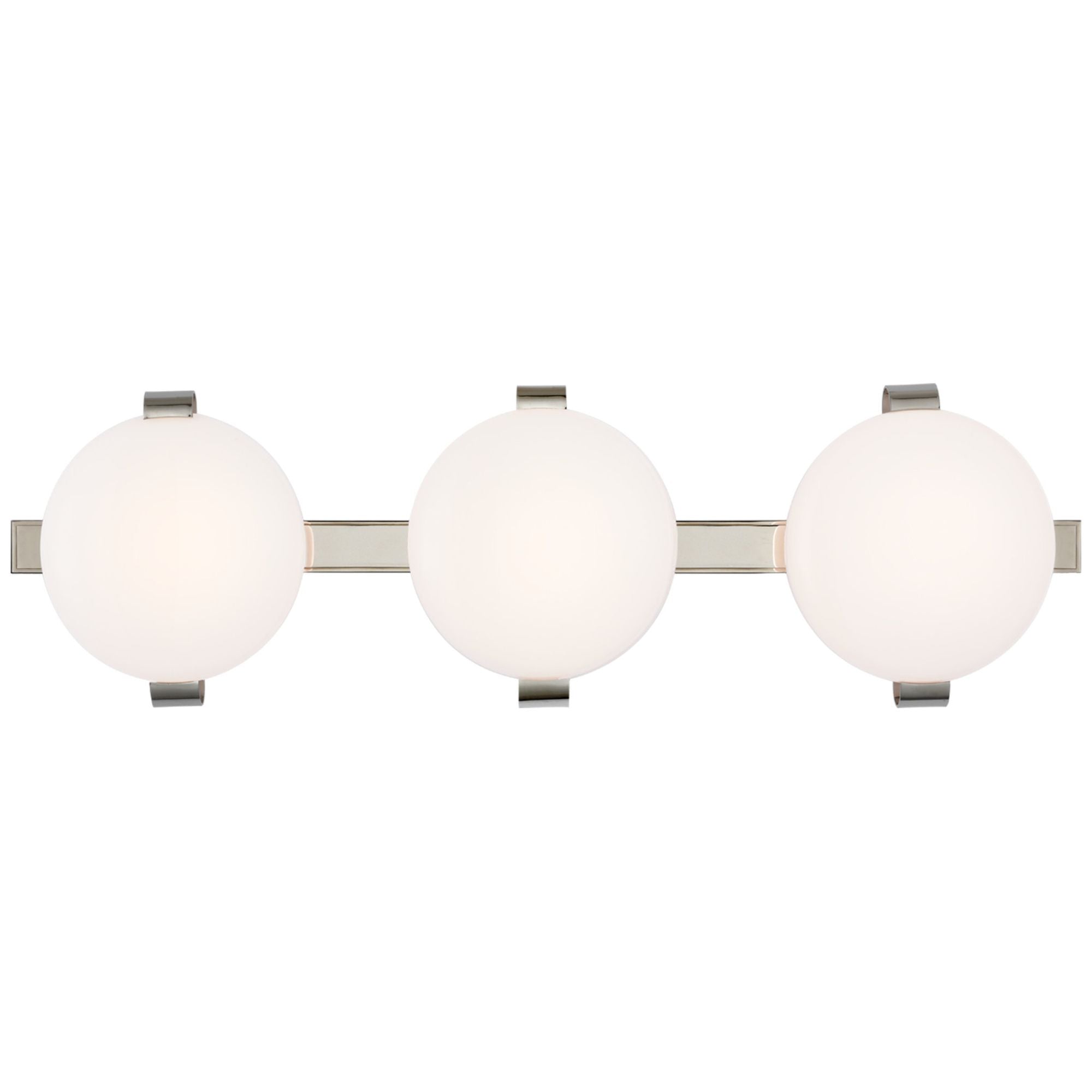 Champalimaud Marisol 28" Bath Bar in Polished Nickel with White Glass Wall Fixture W28" x H8.5", Bedroom Wall Sconce, 4.25" x 28"