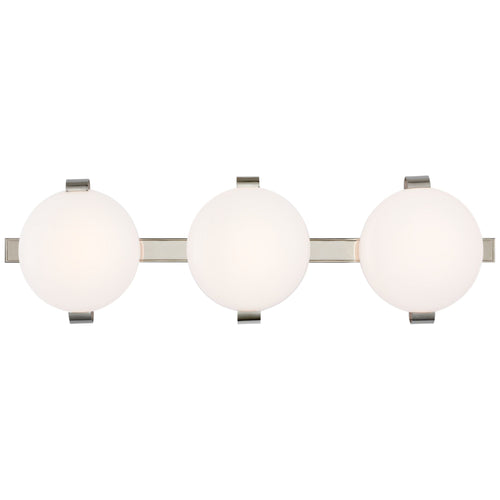 Champalimaud Marisol 28" Bath Bar in Polished Nickel with White Glass, vanity light, main view, Tianguang Select