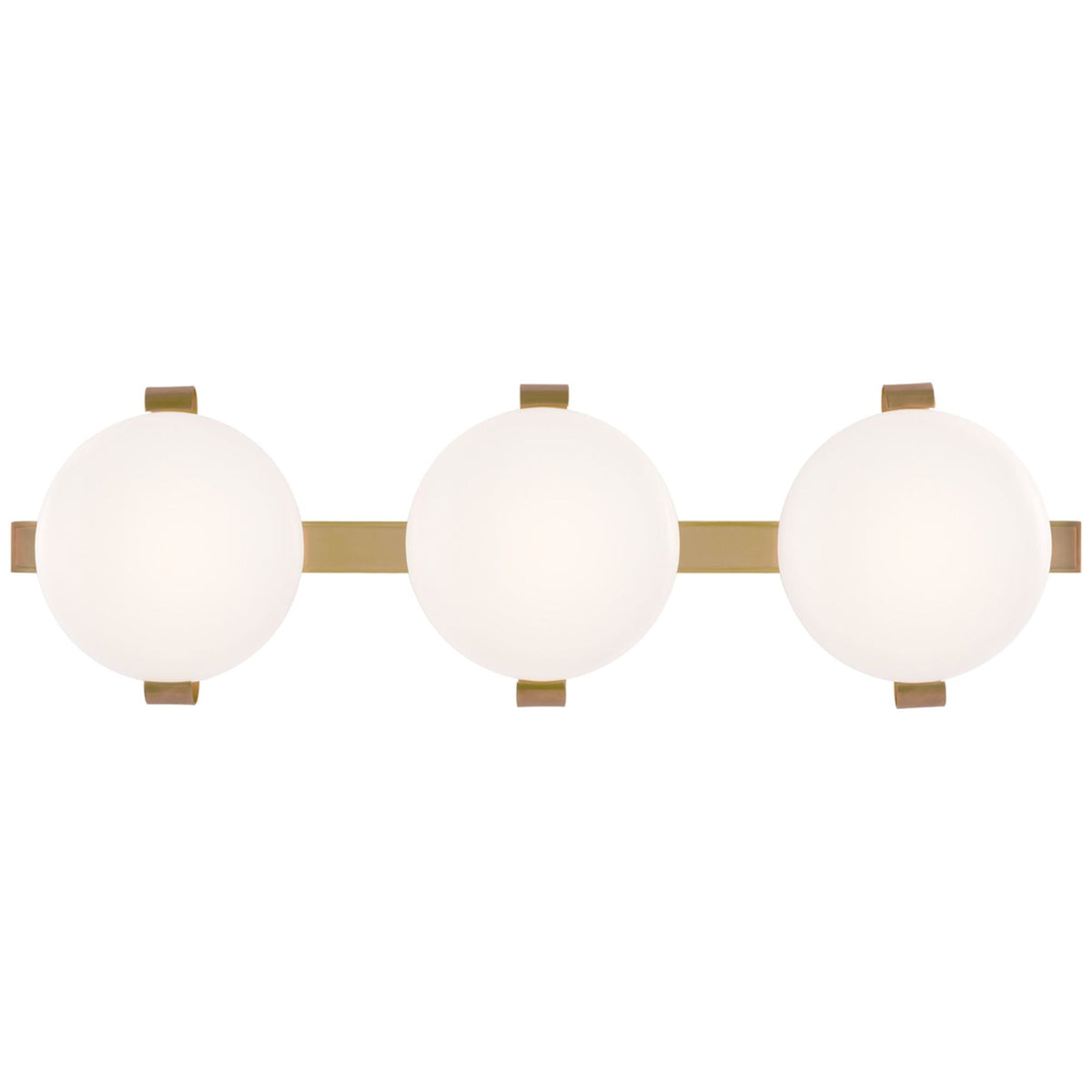 Champalimaud Marisol 28" Bath Bar in Soft Brass with White Glass Wall Fixture W28" x H8.5", Bedroom Wall Sconce, 4.25" x 28"