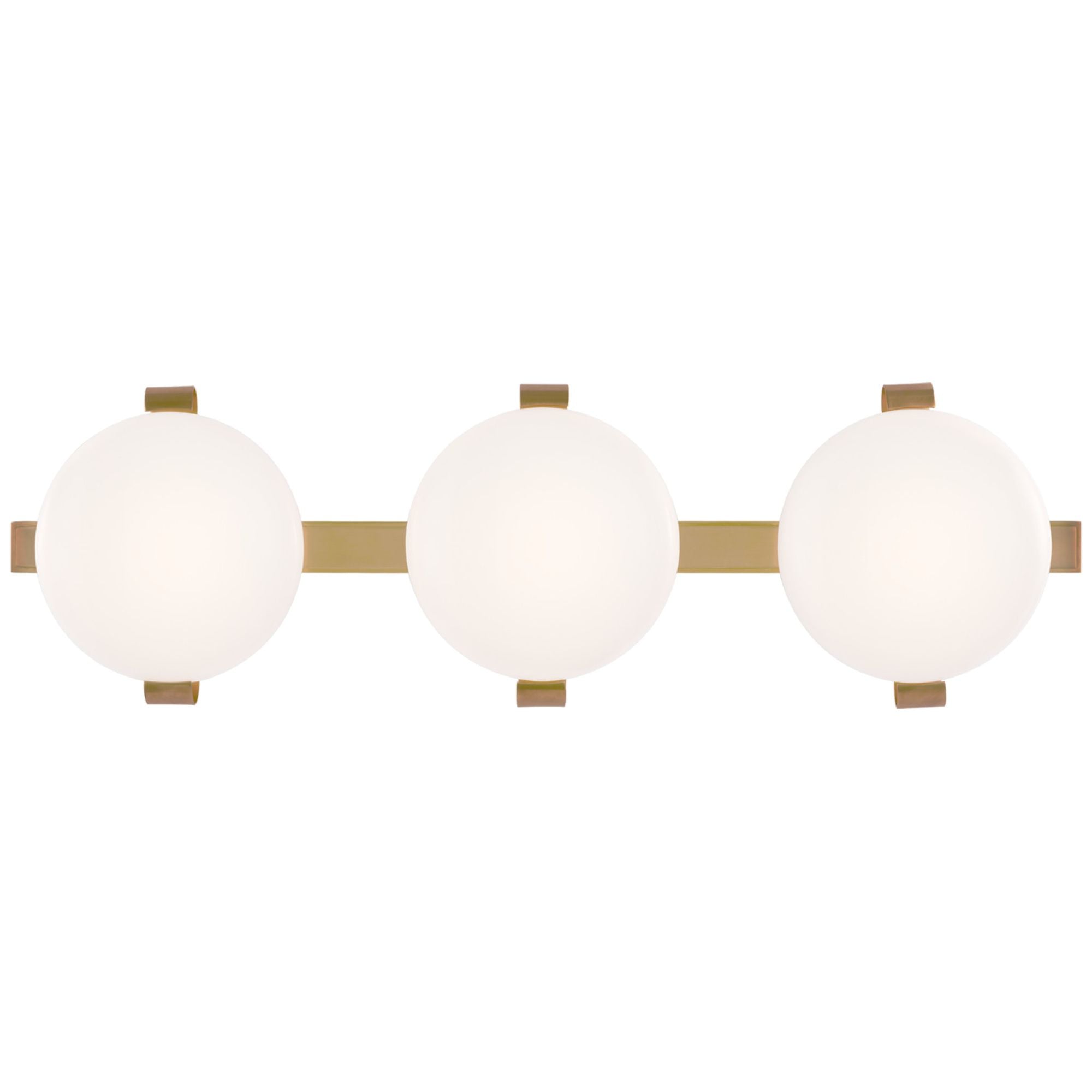 Champalimaud Marisol 28" Bath Bar in Soft Brass with White Glass Wall Fixture W28" x H8.5", Bedroom Wall Sconce, 4.25" x 28"