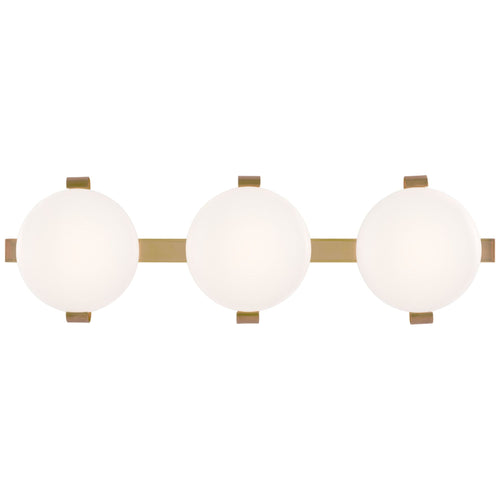 Champalimaud Marisol 28" Bath Bar in Soft Brass with White Glass Wall Fixture W28" x H8.5", Bedroom Wall Sconce, 4.25" x 28"