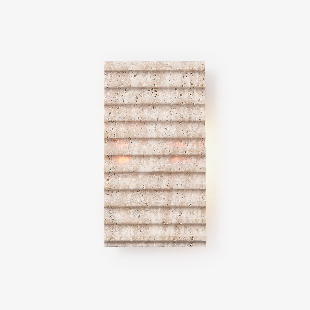 Travertine Ribbed Wall Light, Hardwired Wall Sconce, Metal, Dia 18cm x H 33cm