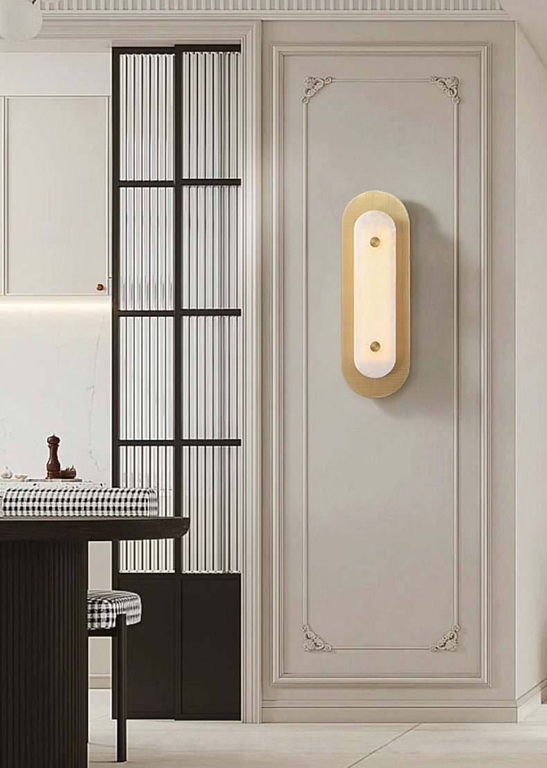 Aurelia Perforated Alabaster Wall Light - Dia 20cm x H 60cm Metal, Hardwired Wall Sconce, detail 14