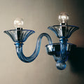 Timeless Blue Glass Ribbed Detail Wall Light, Wall Sconce, Width 40 cm
