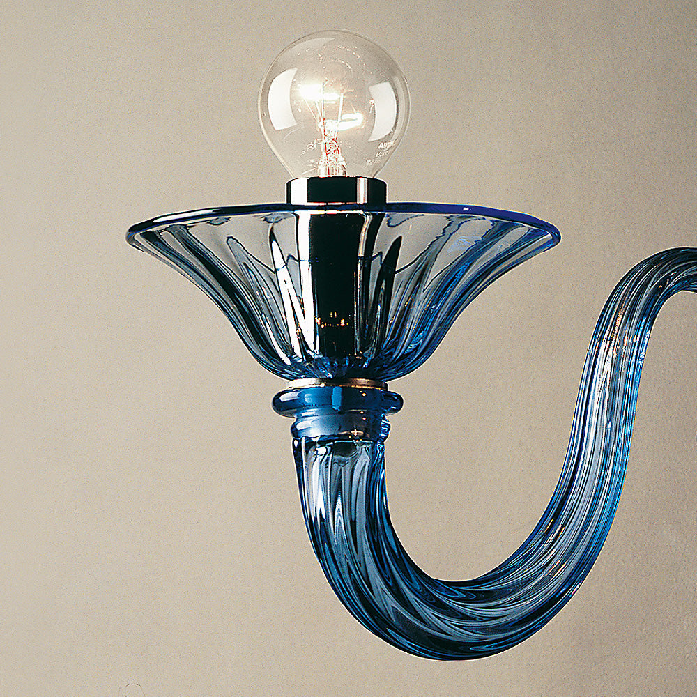 Timeless Blue Glass Ribbed Detail Wall Light, Wall Sconce, detail 2