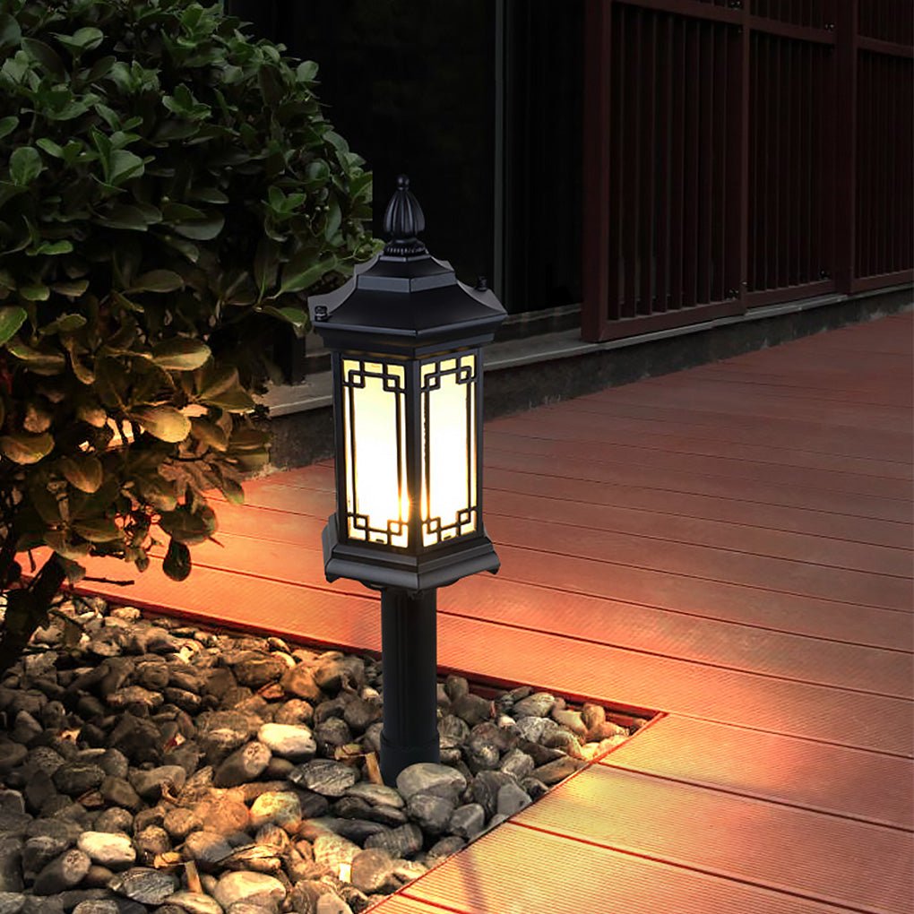 Timeless Asian Style Landscape Decorative Lighting Pathway Lights for Villa Courtyard, Outdoor Wall Light, Aluminum, W 6.1in