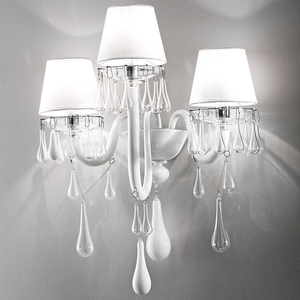 Timeless Glass Teardrop Accent Wall Light With Three Arms, Wall Sconce, Height 58.5 cm