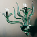 Timeless Green Glass Ribbed Detail Wall Light, Wall Sconce, Width 40 cm