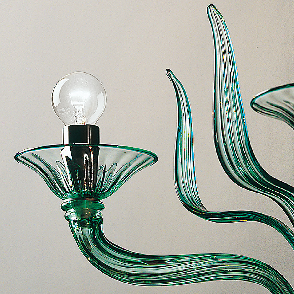 Timeless Green Glass Ribbed Detail Wall Light, Wall Sconce, detail 2
