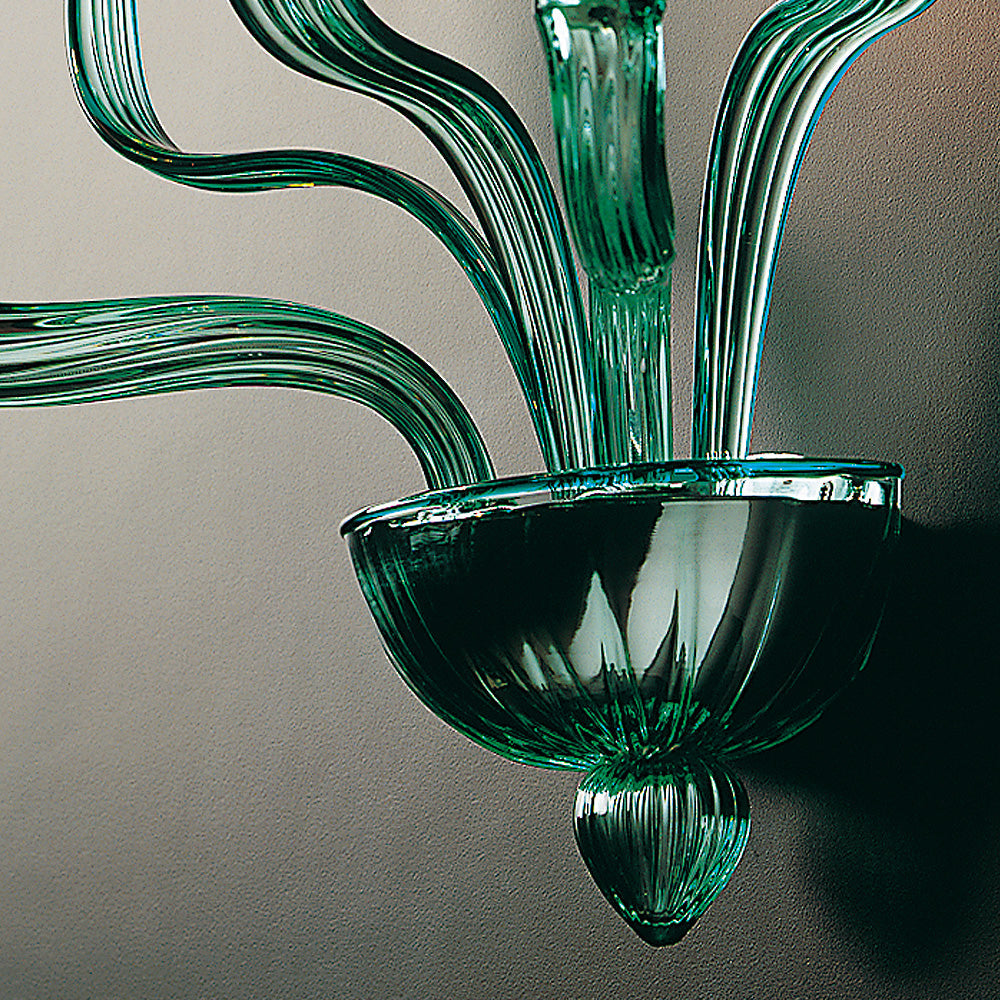 Timeless Green Glass Ribbed Detail Wall Light, Wall Sconce, detail 3