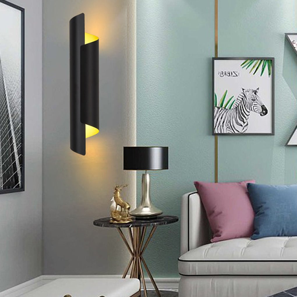 Timeless Nordic Unique Chic LED Curved Metal Wall Light for Bedside Living Room Aisle, Bedroom Wall Sconce, Iron, 18"