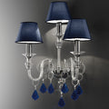 Timeless Wall Light With Blue Crystal Drops, Wall Sconce, Height 60 cm