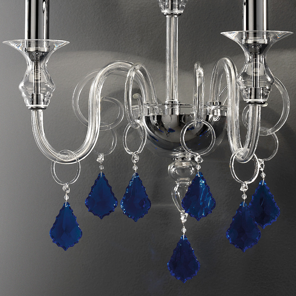 Timeless Wall Light With Blue Crystal Drops, Wall Sconce, detail 2