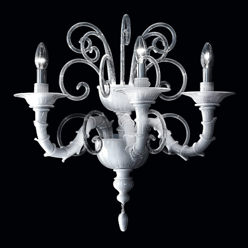 Timeless White Glass Wall Light, Wall Sconce, Width 50 cm