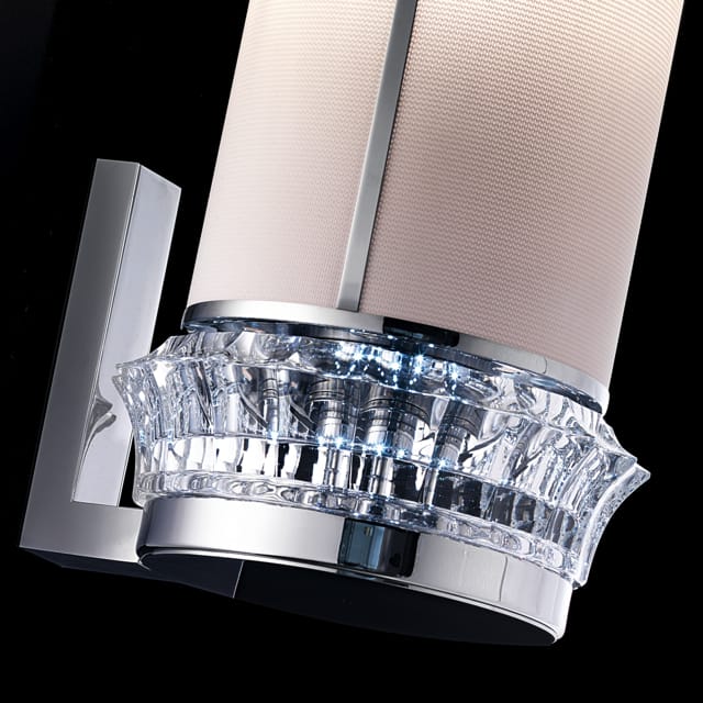 Contemporary Chrome Crystal Cylinder Wall Light, Hardwired Wall Sconce, detail 4