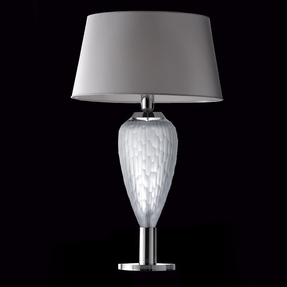 Contemporary Grey Italian Crystal Table Light, Bedside Table Lamp, Height 82 cm