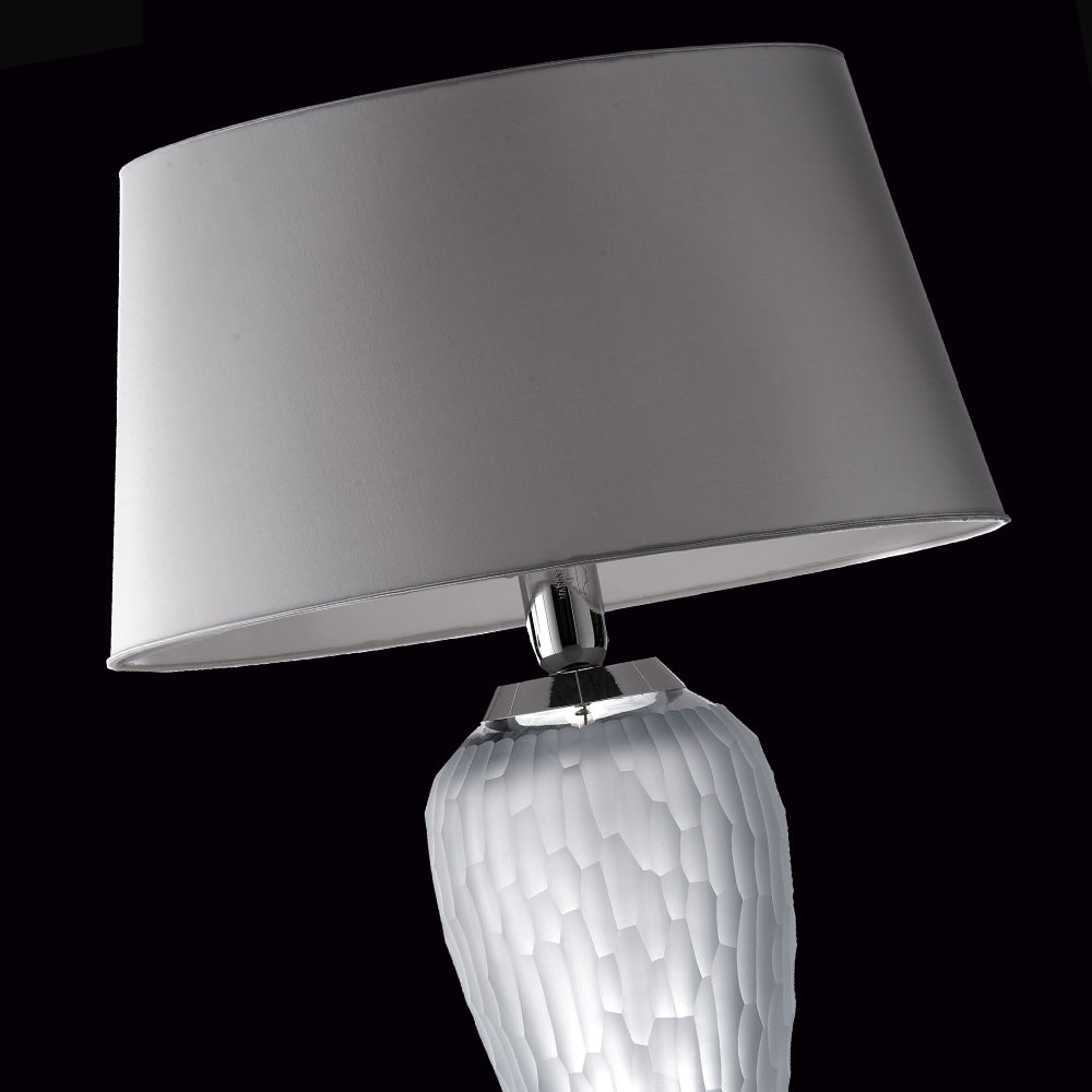 Contemporary Grey Italian Crystal Table Light, Bedside Table Lamp, detail 2