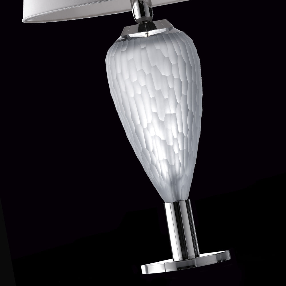 Contemporary Grey Italian Crystal Table Light, Bedside Table Lamp, detail 3