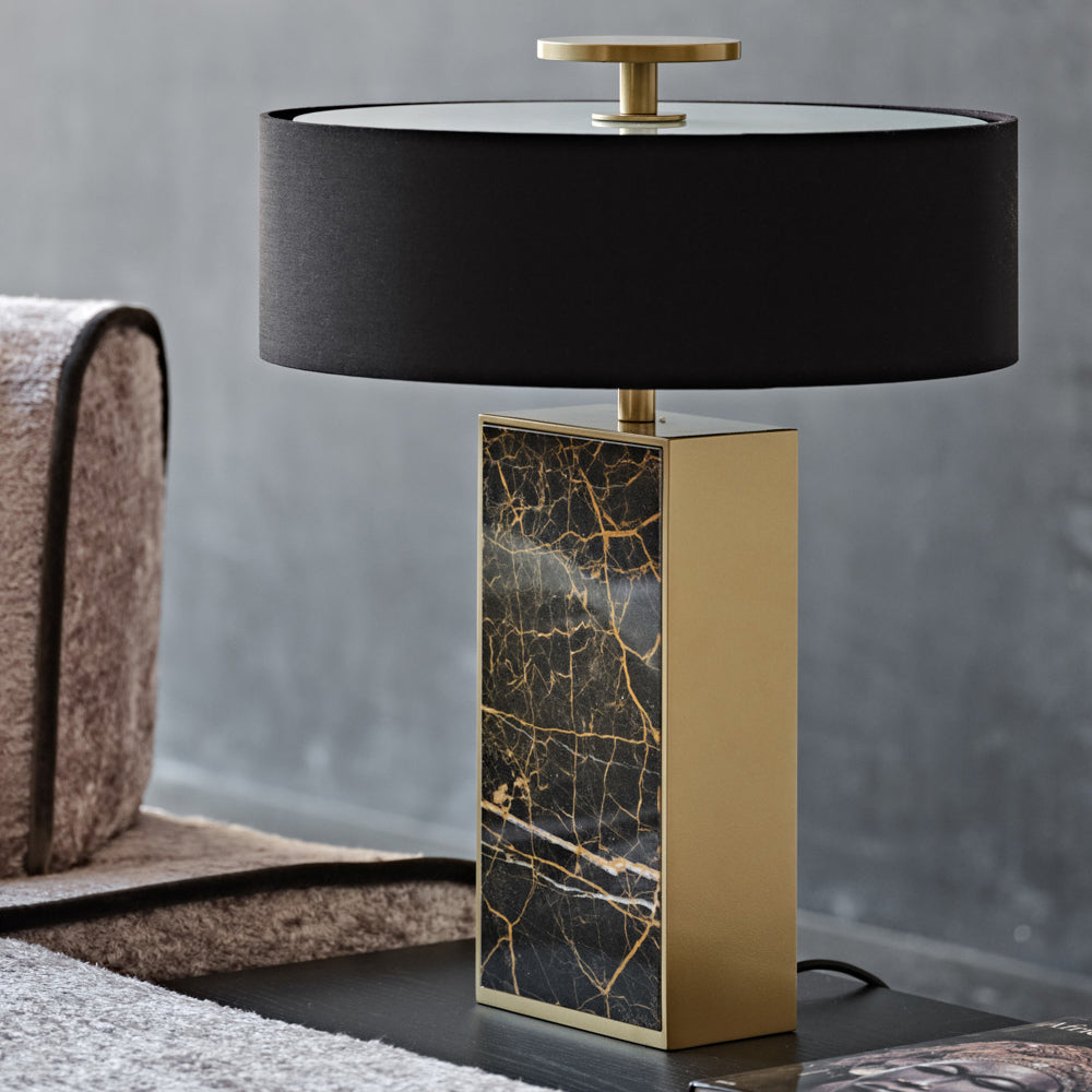 Contemporary Marble Table Light, Bedside Table Lamp, Overall height with shade 53