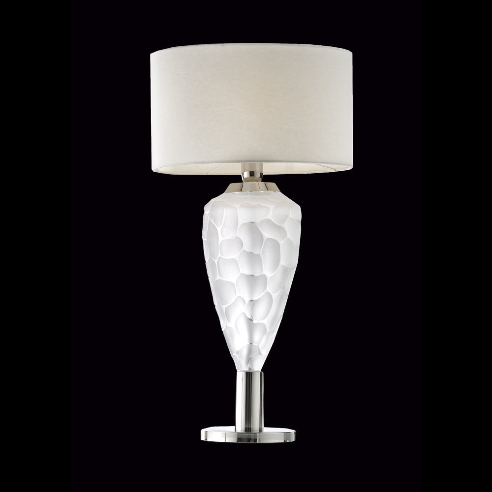Contemporary Nickel And Italian Crystal Table Light, Bedside Table Lamp, Height 78 cm