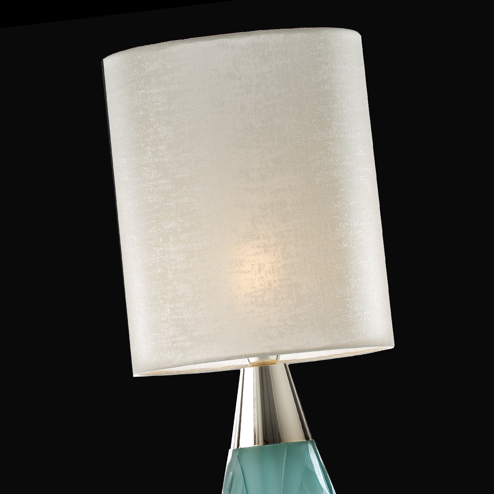 Contemporary Turquoise Italian Crystal Table Light, Bedside Table Lamp, detail 2
